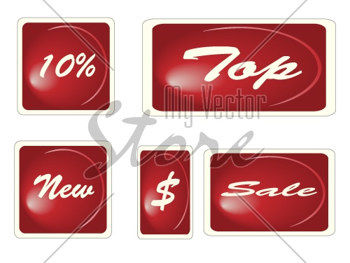 vector Set of red square labels