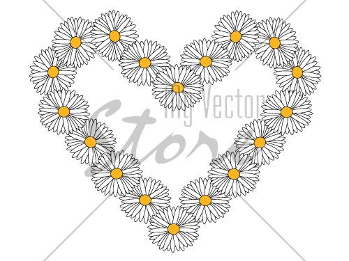 vector daisy heart