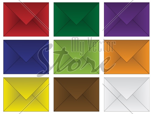 vector set of colored envelopes