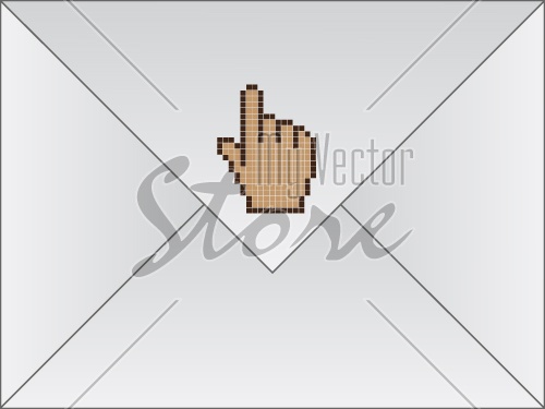 vector white envelope with cursor hand