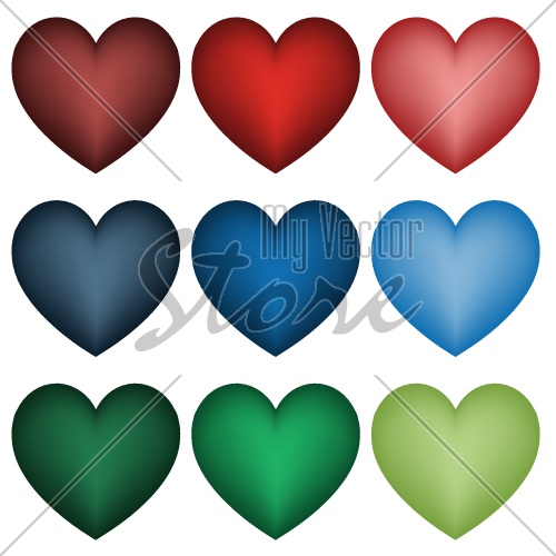 set of vector hearts