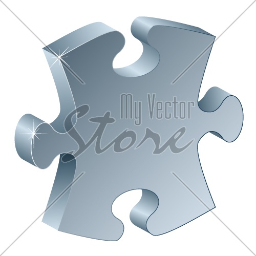 vector 3d metallic puzzle piece