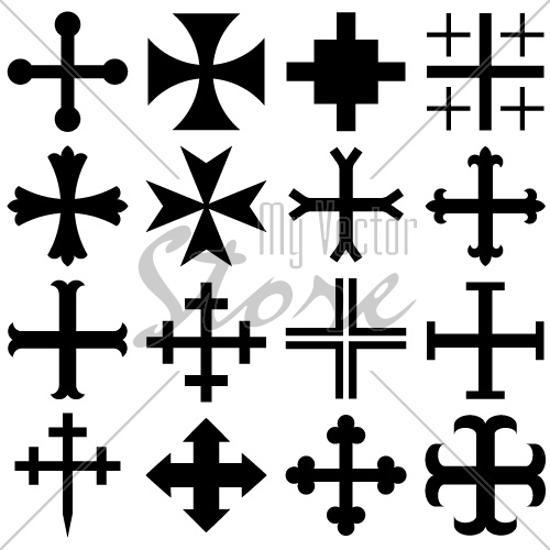 Vector heraldic crosses