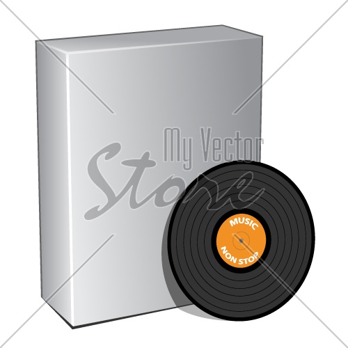 vector 3d box with vinyl record