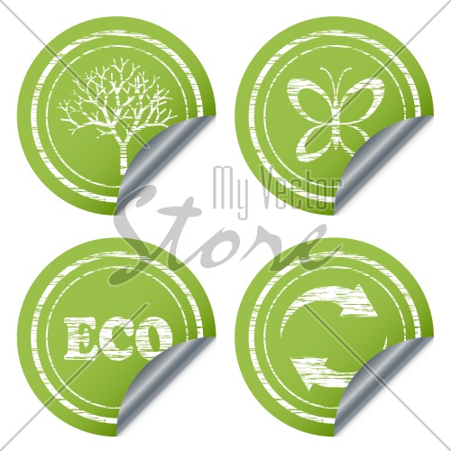 vector scratched eco stickers