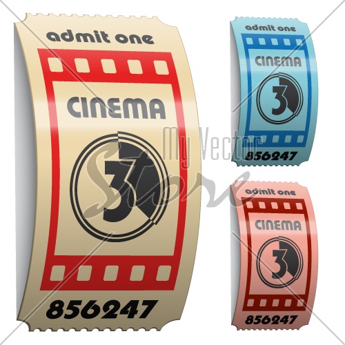 vector 3d shiny curled cinema tickets