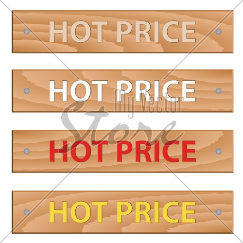 vector wooden hot price sign