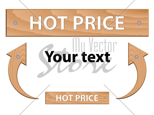 vector wooden hot price sign