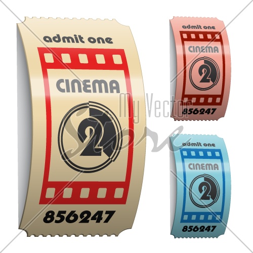 vector 3d shiny curled cinema tickets