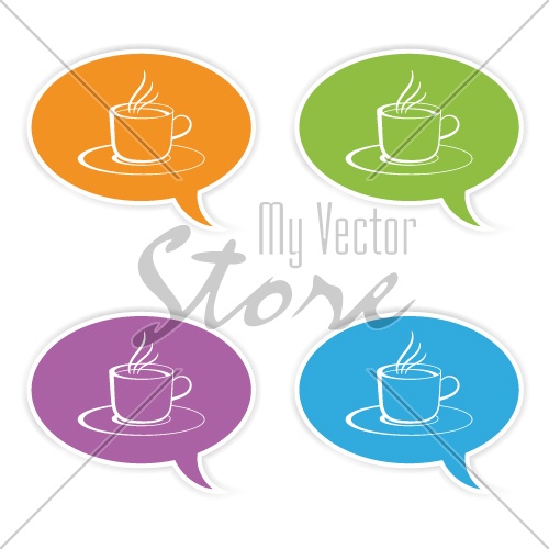 vector speech bubbles with cup
