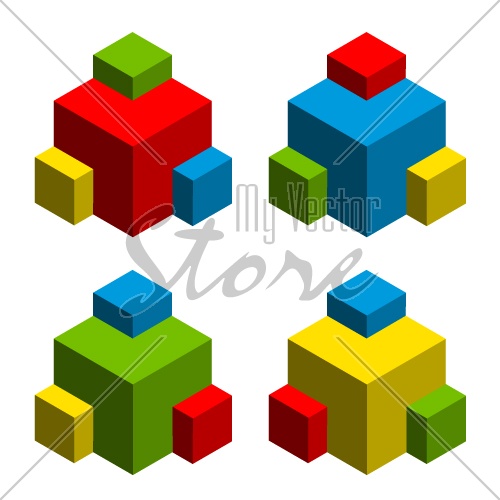 vector 3d abstract cubes