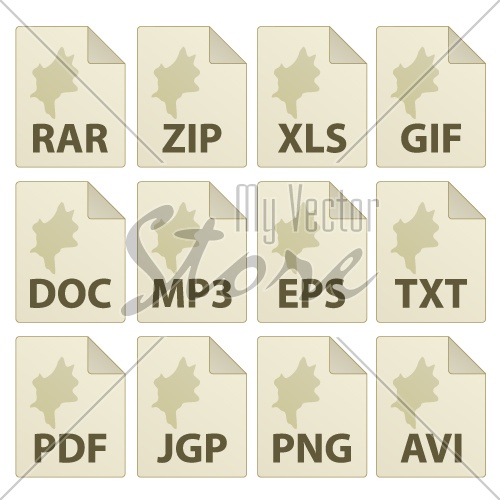 vector aged document icons