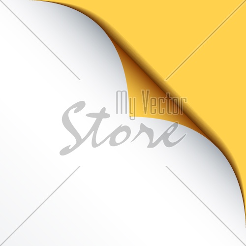 vector white bended paper with yellow background
