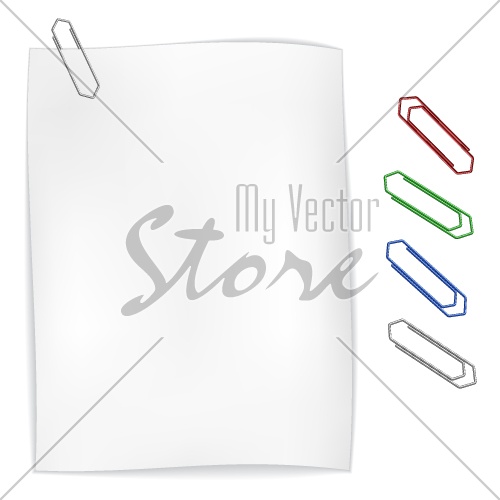 vector white wavy paper with paperclip