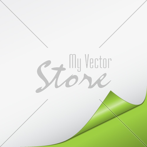 vector white bended paper with green background