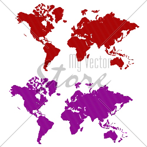 vector striped world map