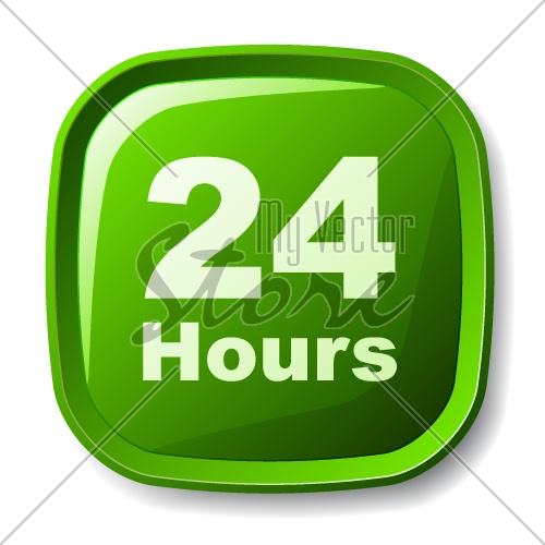 vector green 24 hours button