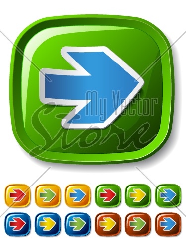 vector square buttons with peeling arrow stickers