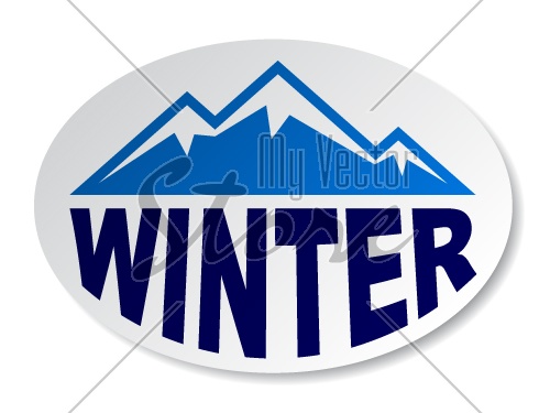 vector winter mountain oval sticker