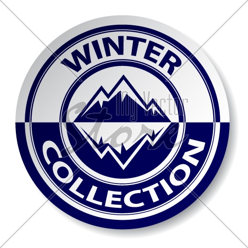 vector winter mountain sticker stamp
