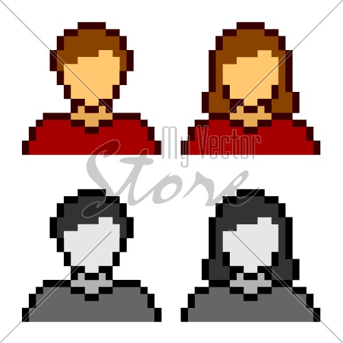 vector pixel male female avatar icons