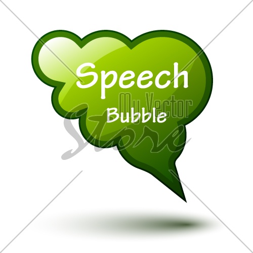 vector green glossy speech bubble