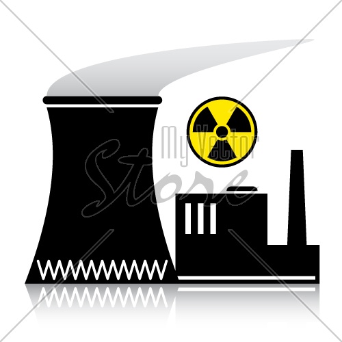 vector nuclear power plant silhouette