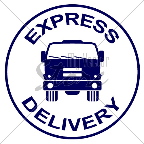 vector express delivery stamp - truck silhouette