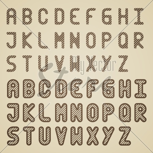 vector original striped font alphabet