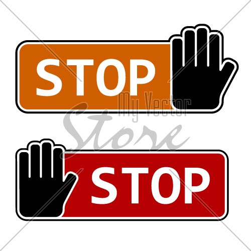 vector stop hand gesture labels