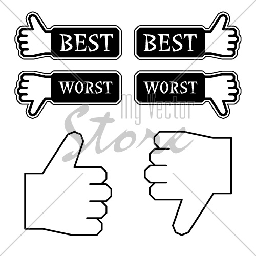 vector thumb best worst labels