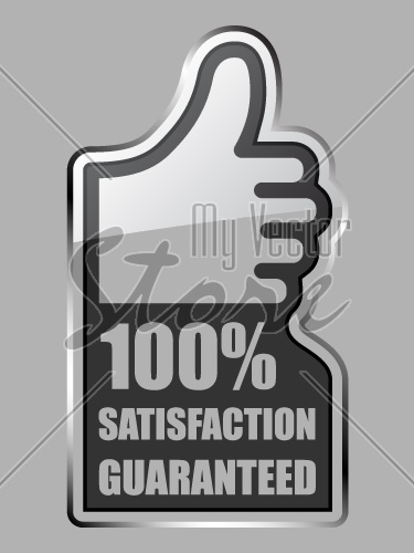 vector glass thumb up satisfaction guaranteed label