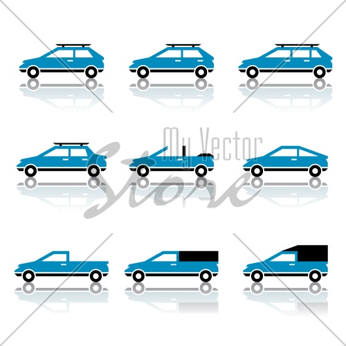 vector different car body style icons