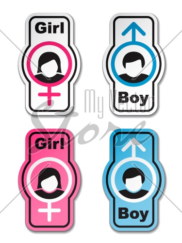 vector boy girl toilet stickers