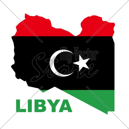 vector Libyan Republic flag on map