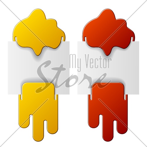 vector flowing attached labels - red and yellow