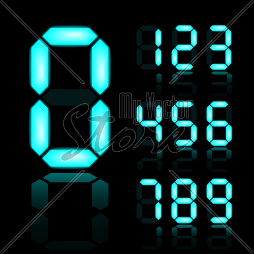 vector blue glowing digital numbers