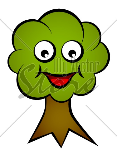 vector cartoon smiling face tree