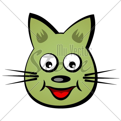 vector cartoon smiling face cat