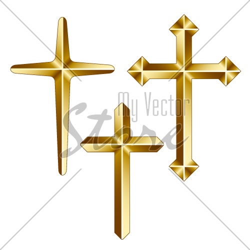 vector golden christian crosses