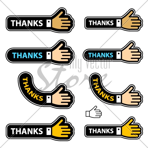 vector thanks shake hand labels