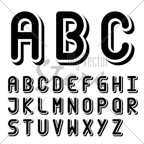 vector original 3d black and white font alphabet