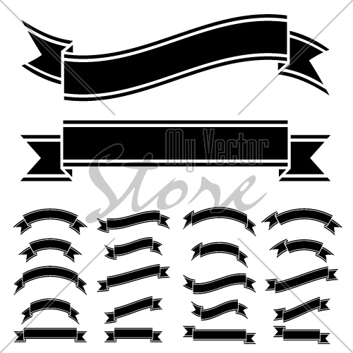 vector black and white ribbon symbols