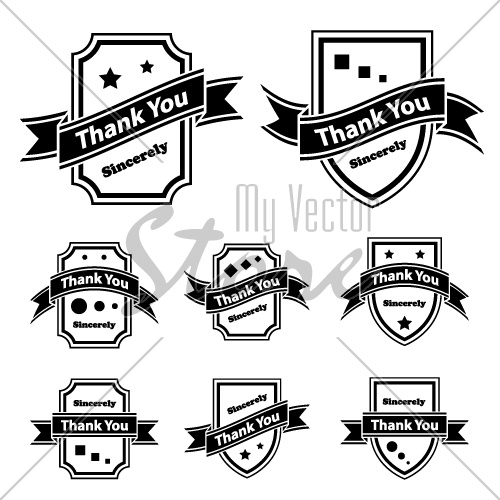 vector vintage thank you black and white labels