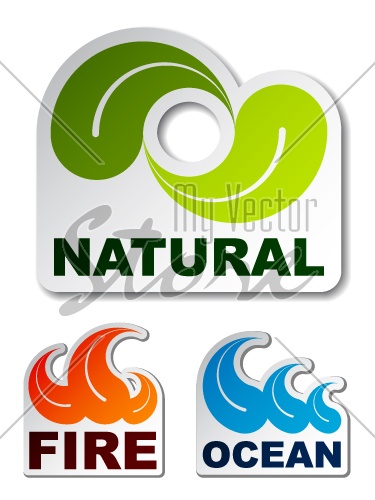 vector natural leaf ocean wave flame fire stickers