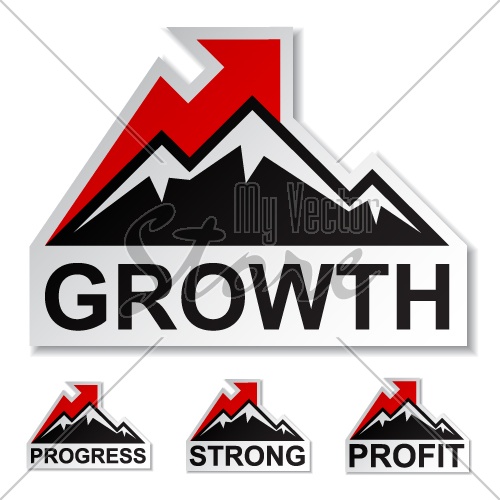 vector profit growth winter mountain stickers