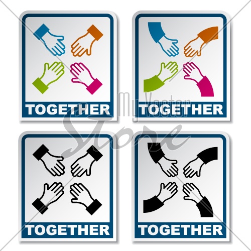 vector together aiming hands sticker