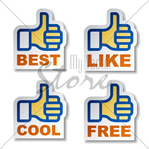 vector thumb up hand stickers
