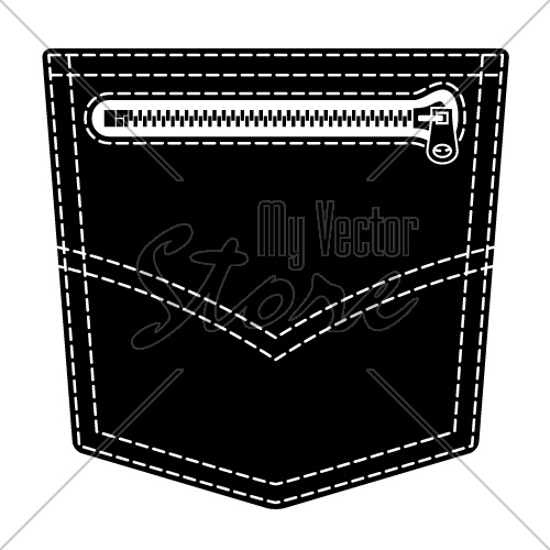 vector zipper jeans pocket black symbol