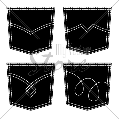 vector jeans pocket black symbols